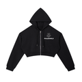 PhazeWrld Globe Cropped Zip Hoodie - Black