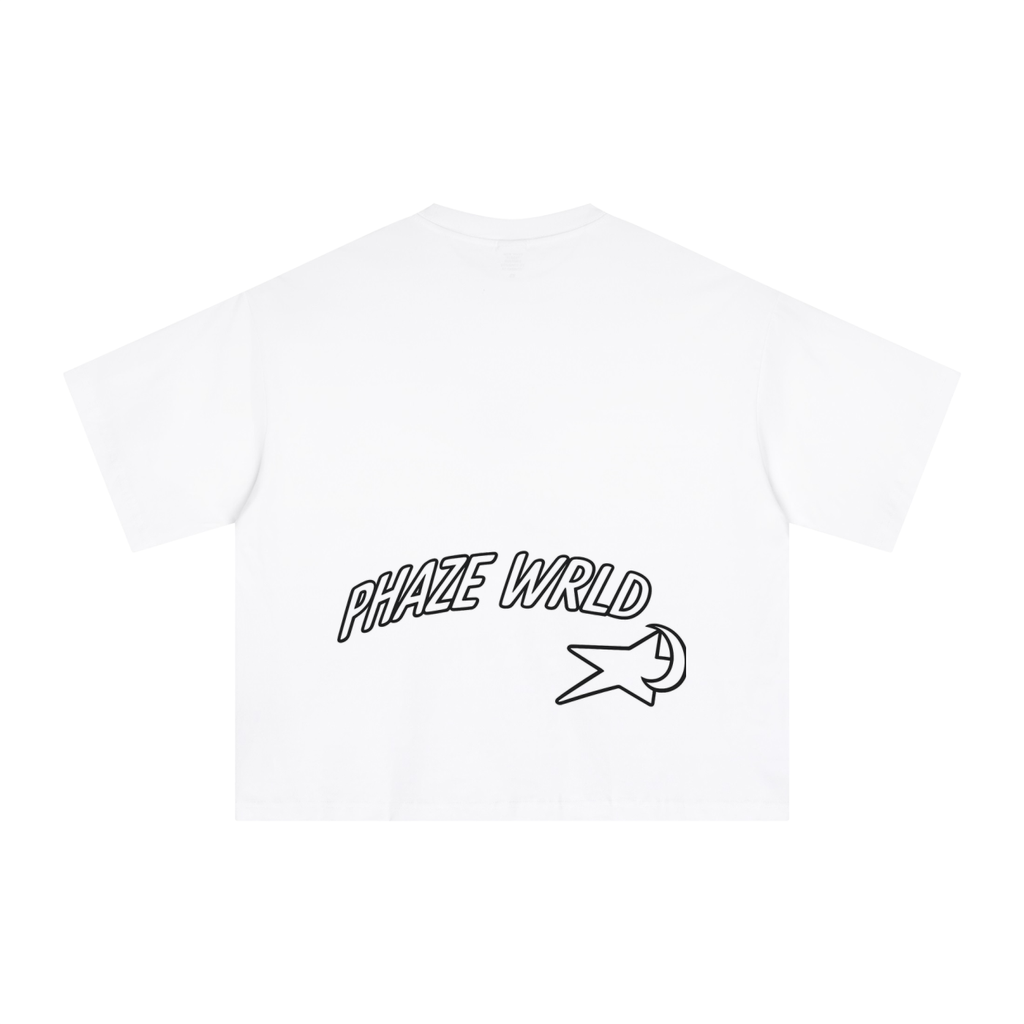 Phaze Wrld Shooting Star Boxy Tee – White