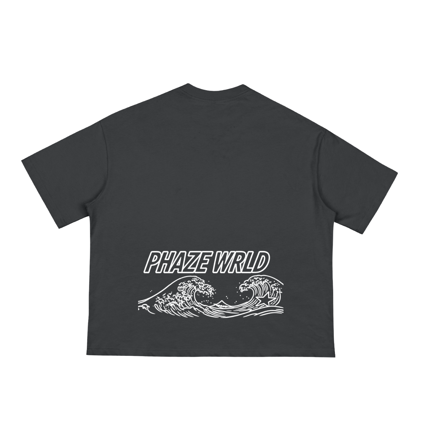 Phaze Wrld Tsunami Script Boxy Tee – Black