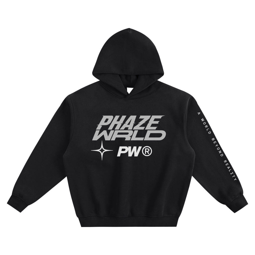 Phaze Wrld Out Of Reality Hoodie Black Boxy Hoodie