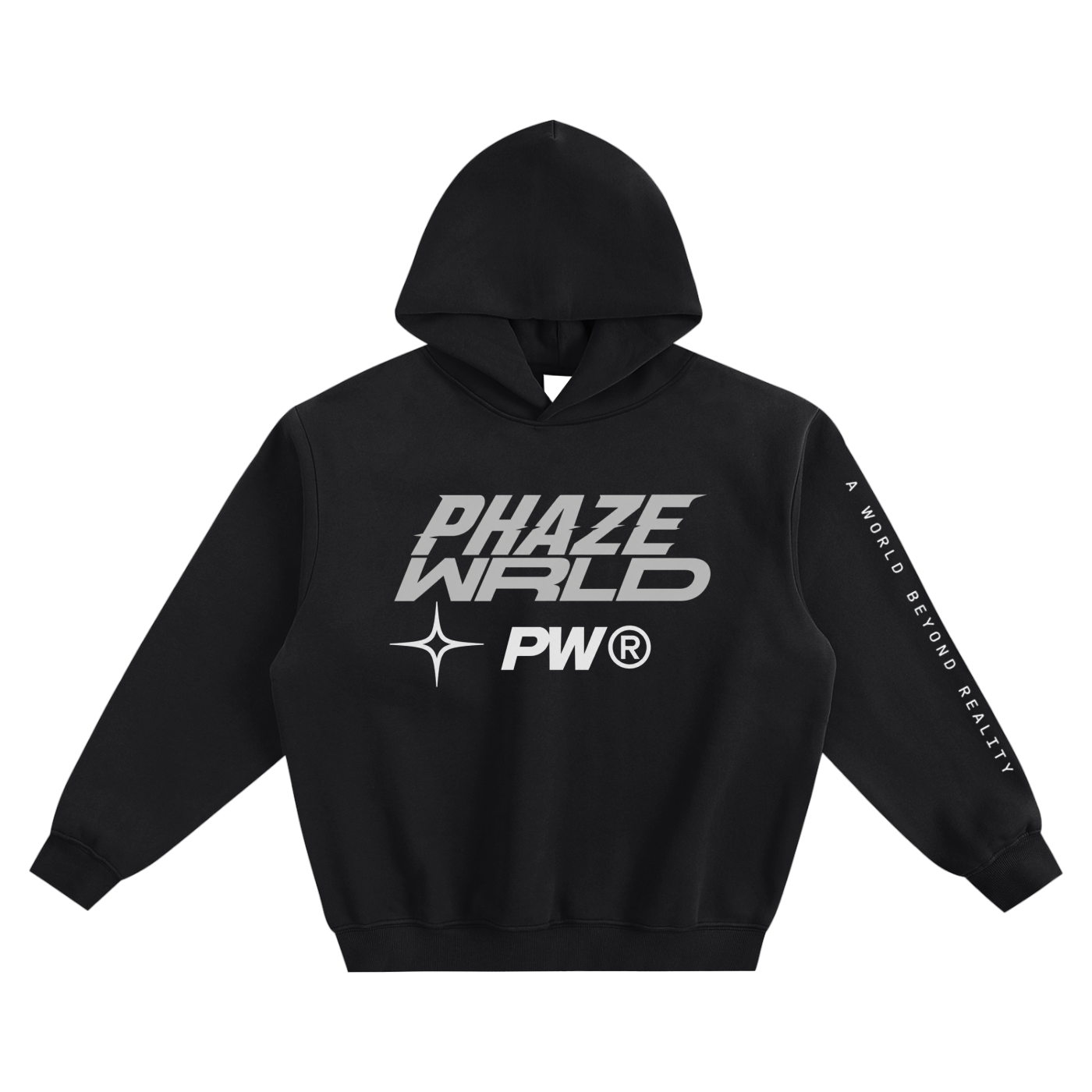 Phaze Wrld Out Of Reality Hoodie Black Boxy Hoodie