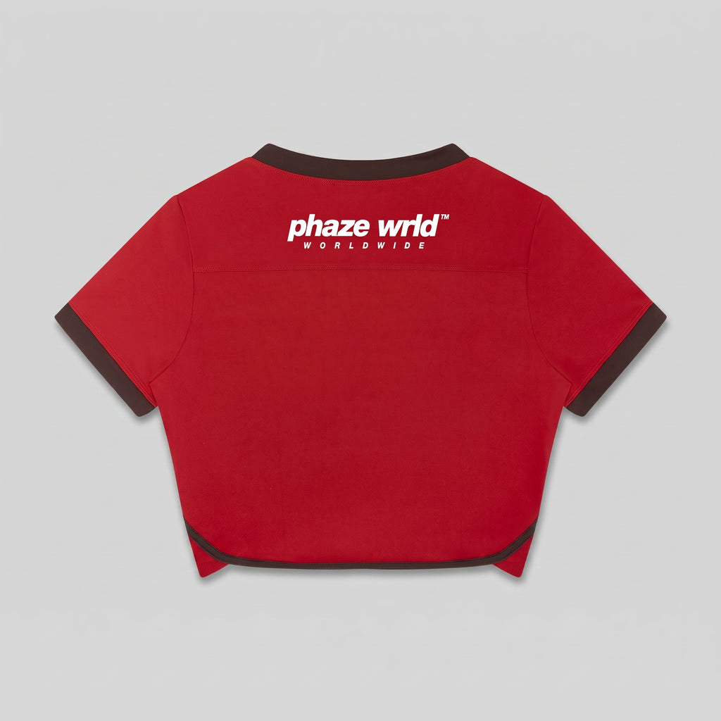 Phaze Wrld™ World In Motion Jersey Red Crop Tee