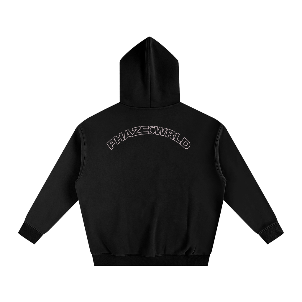 Phaze Wrld Curved Oversize Hoodie Black