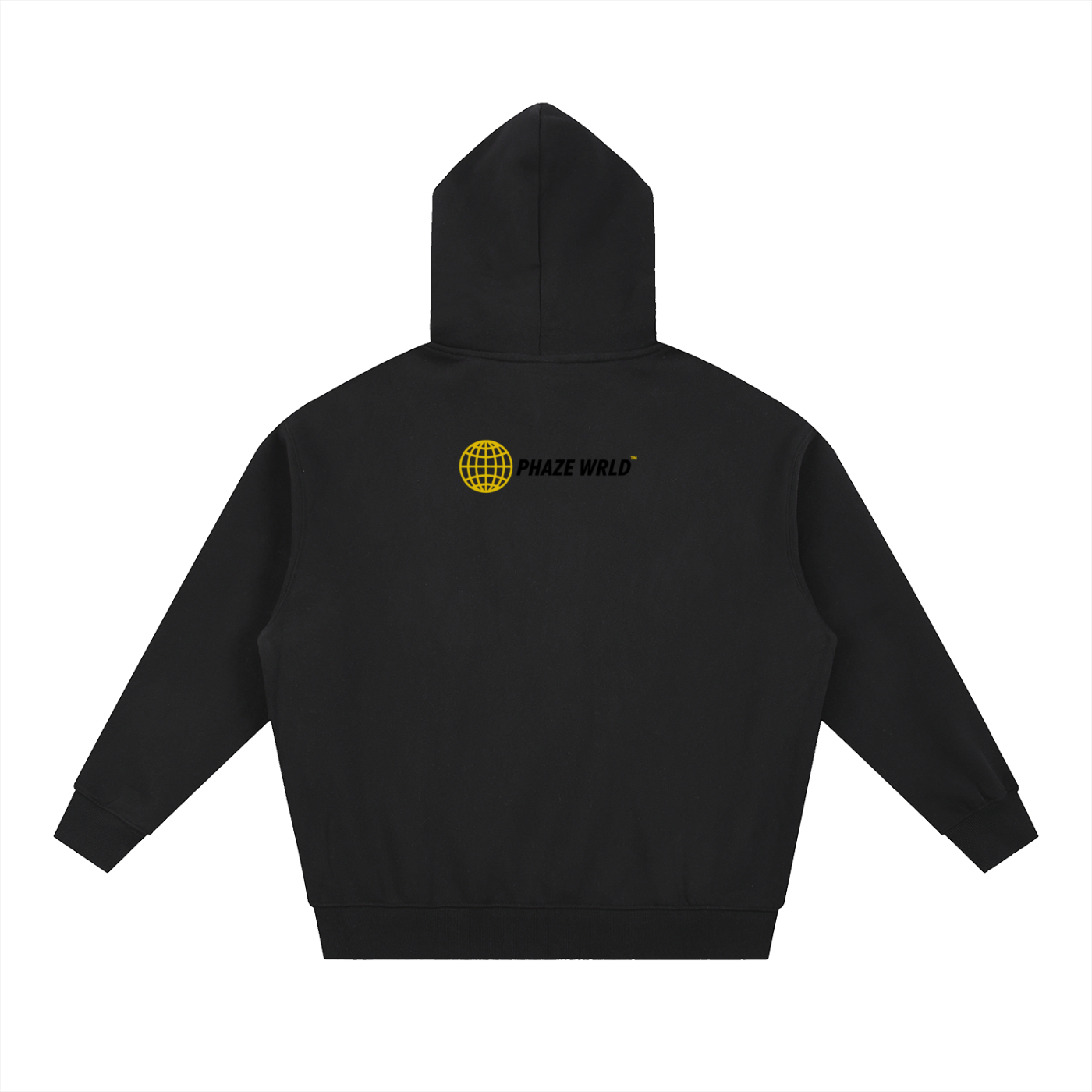 Phaze Wrld Zip Oversized Boxy Hoodie Black