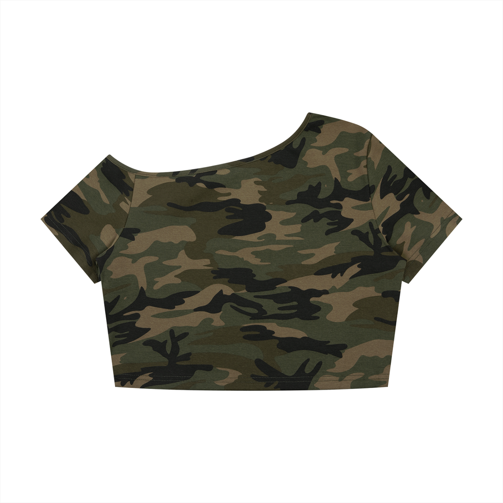 Warpaint Military Camo Off-Shoulder Crop T-Shirt