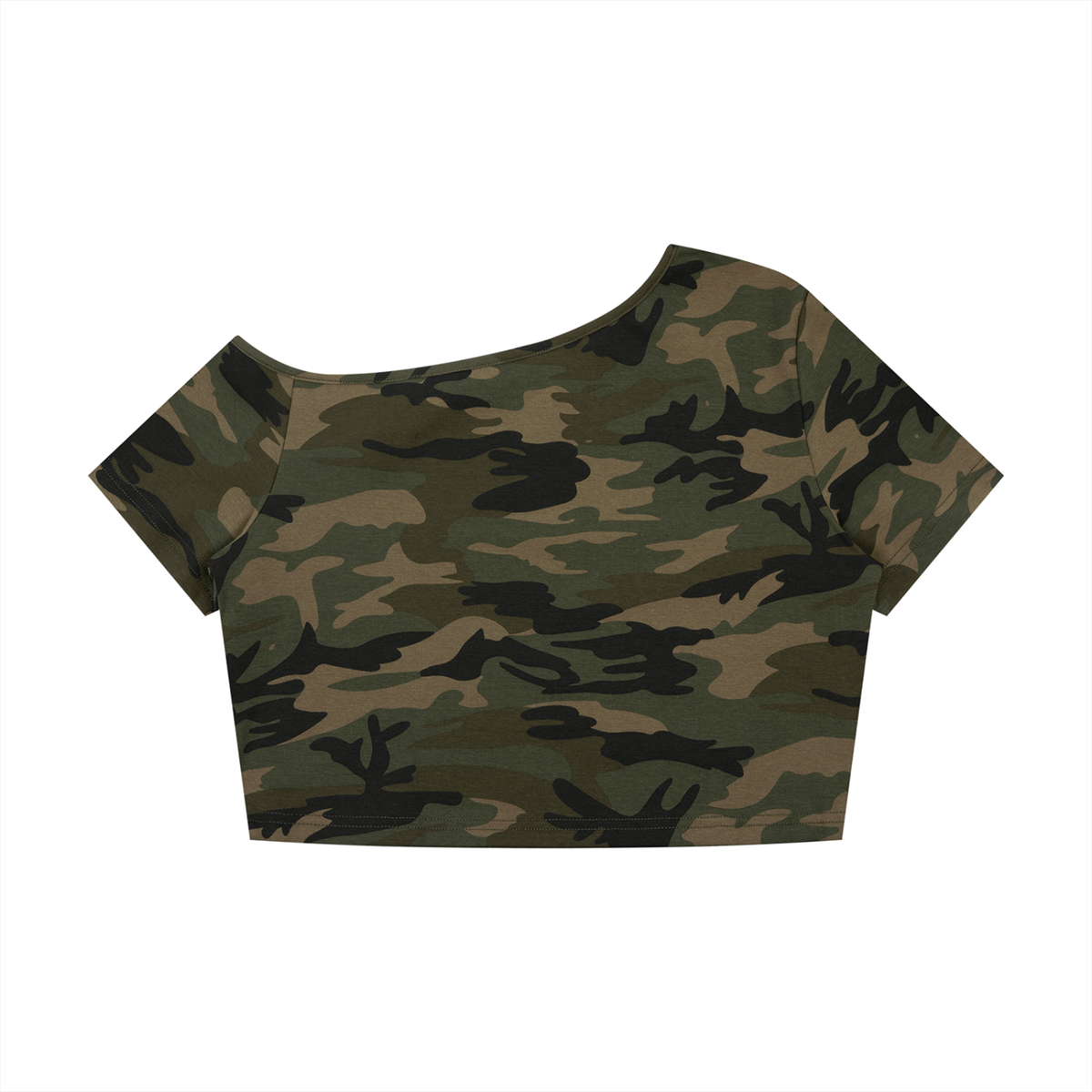 Warpaint Military Camo Off-Shoulder Crop T-Shirt
