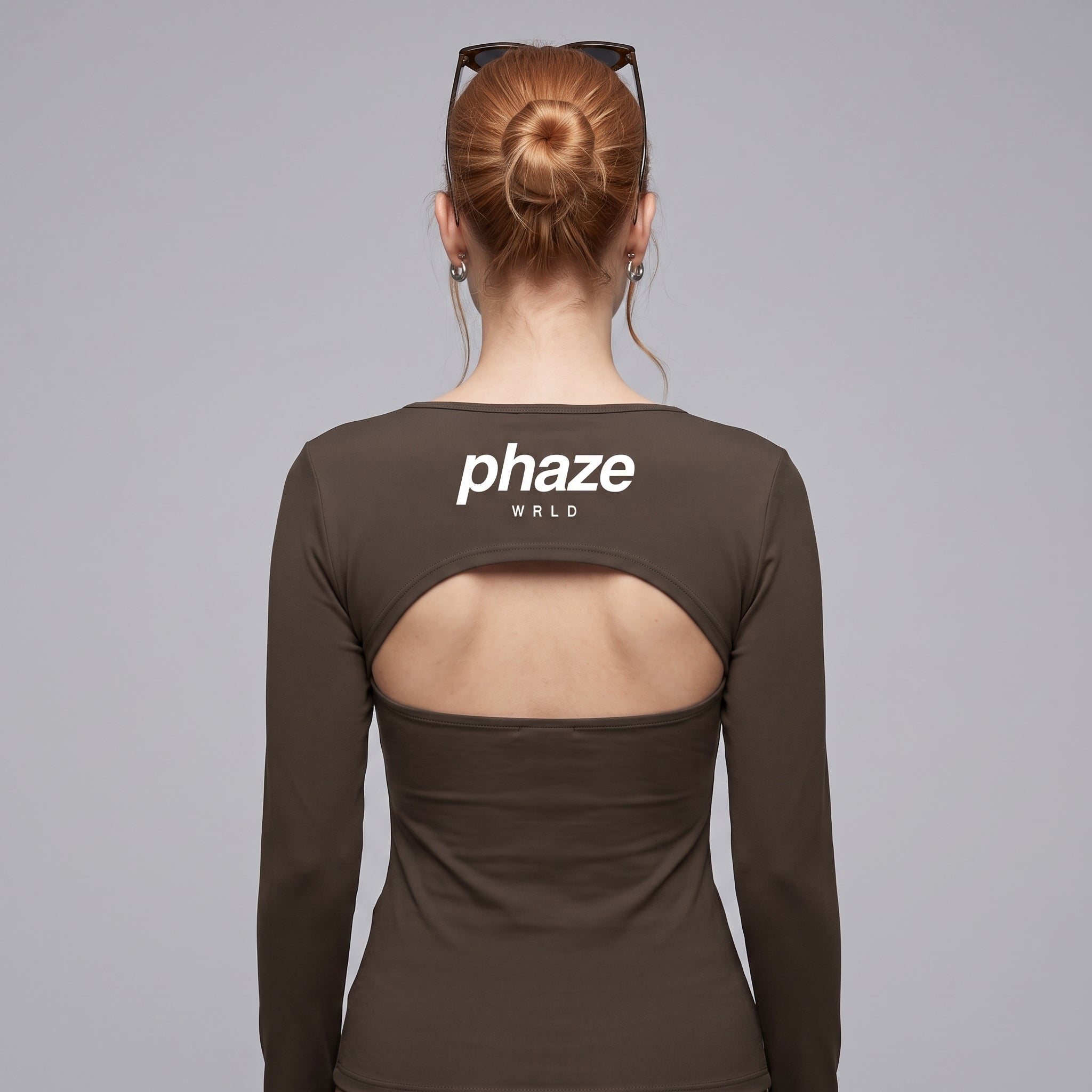 Phaze Wrld Shrug Overlay Long Sleeve Top — Mocha
