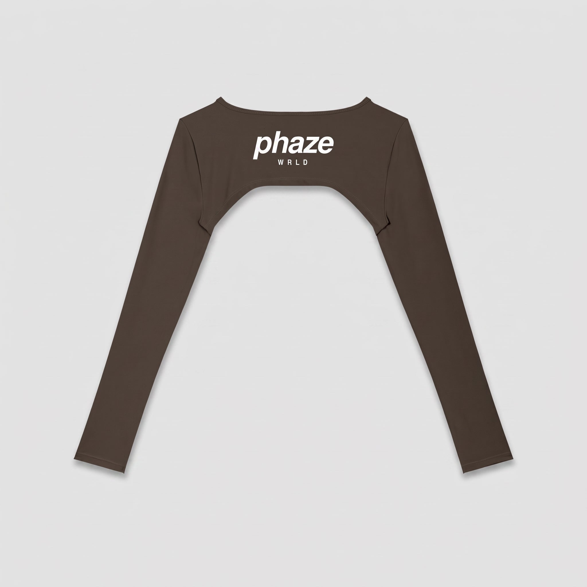 Phaze Wrld Shrug Overlay Long Sleeve Top — Mocha