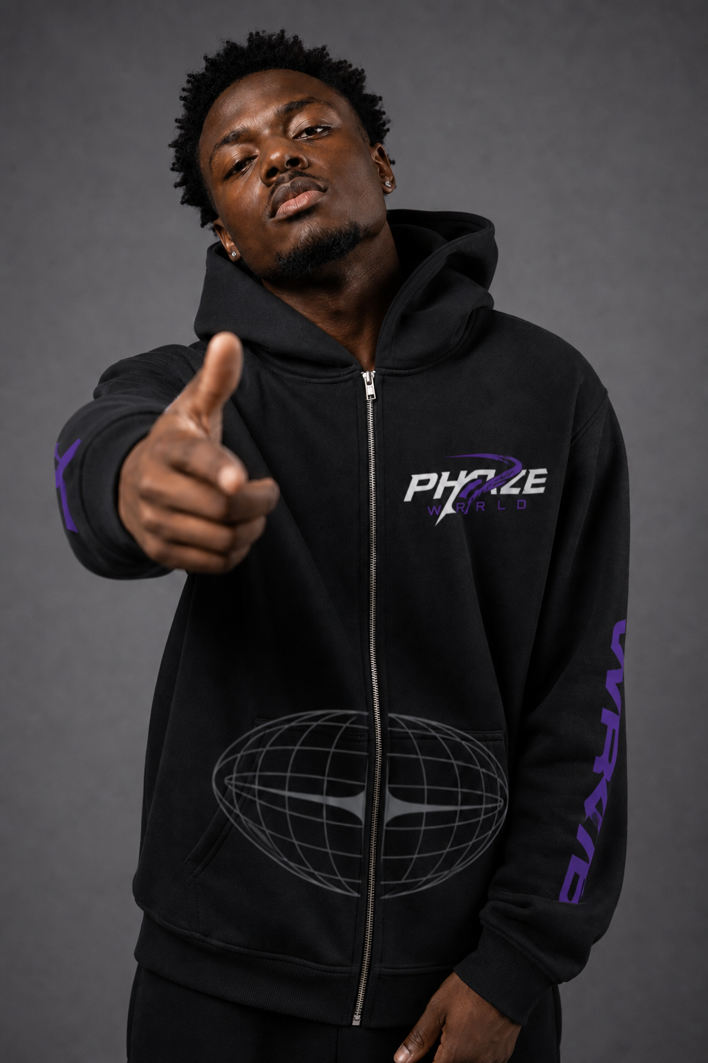 Phaze Wrld Fleece-Lined Zip-Up Hoodie