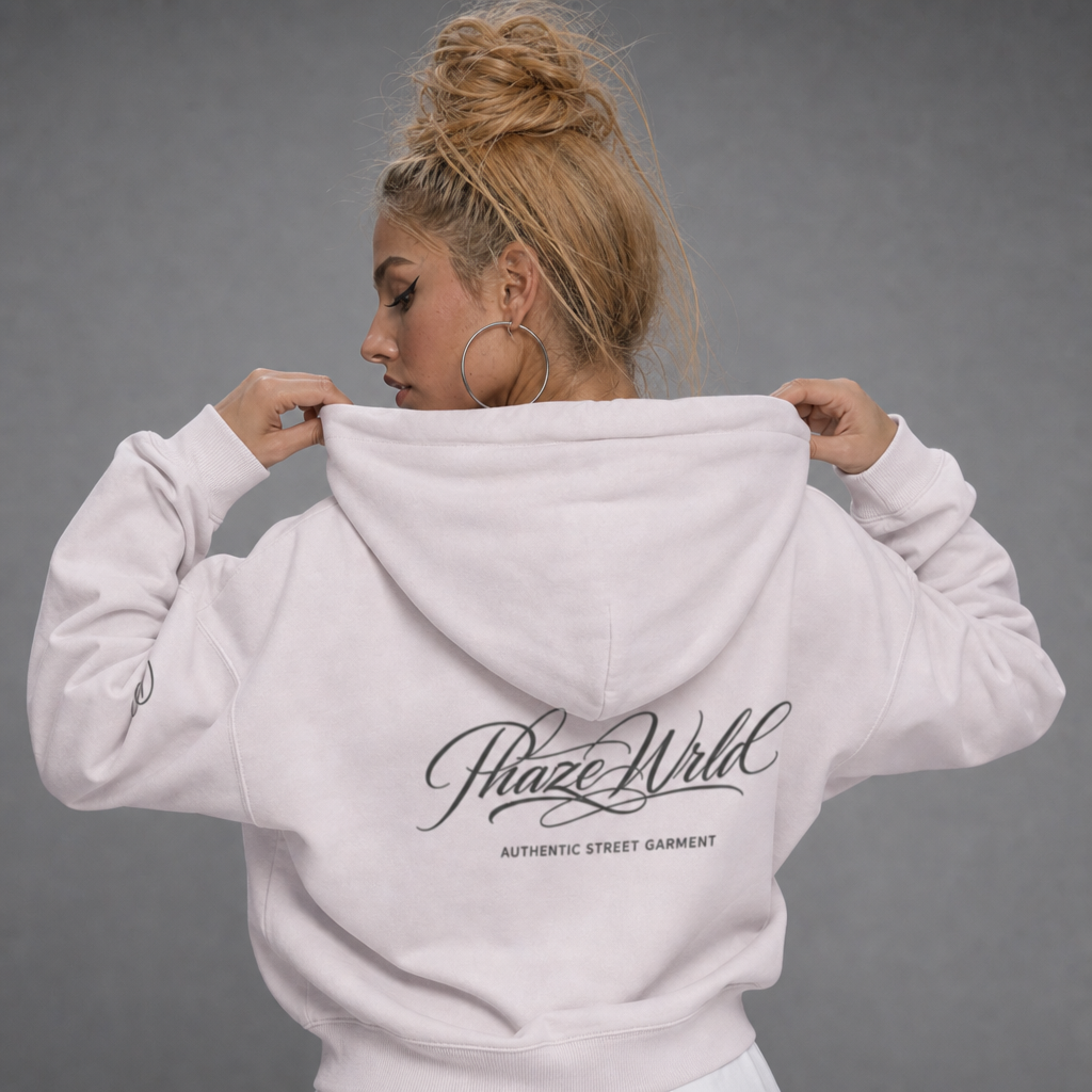 Phaze Wrld Scripted Pink Boxy Hoodie