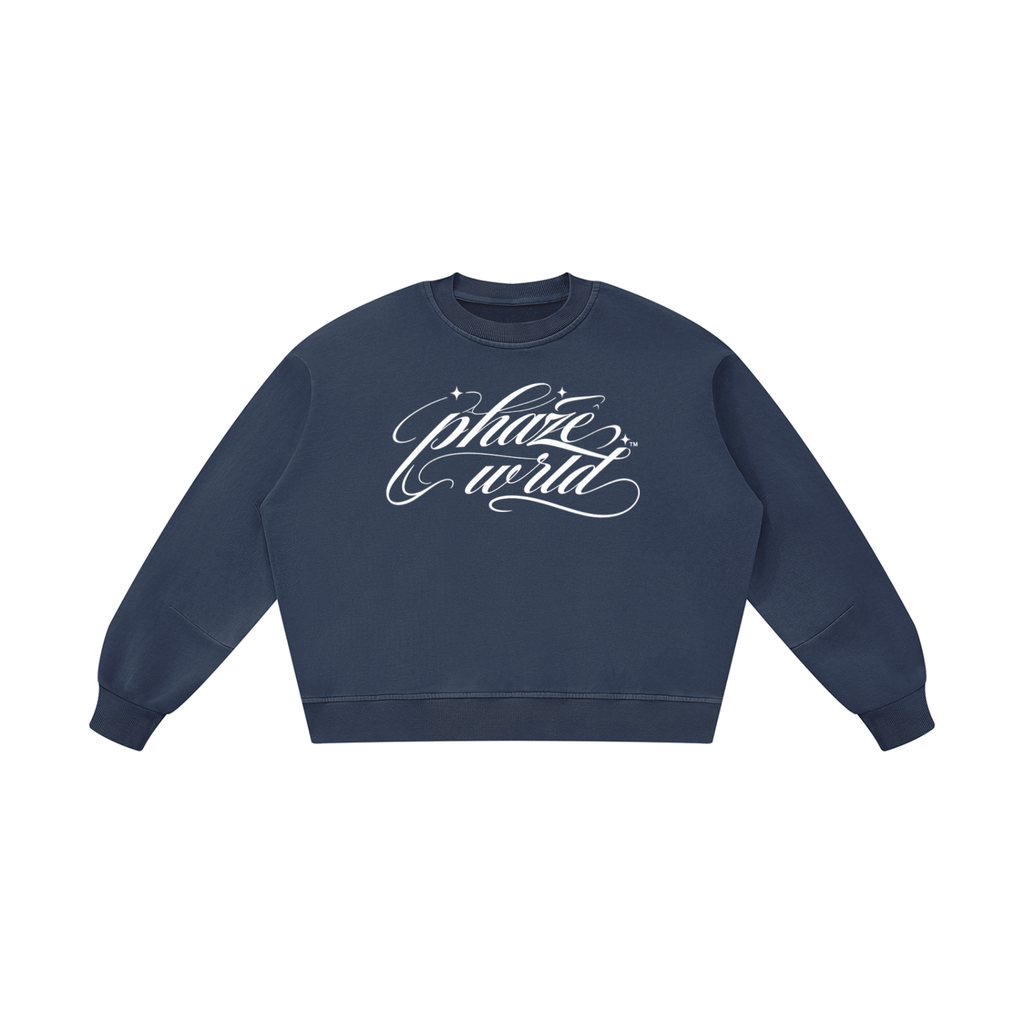 Scripted Navy Vintage Sweatshirt