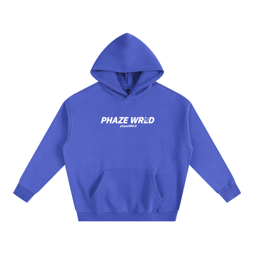 Phaze Wrld Curved Oversize Hoodie Klein Blue