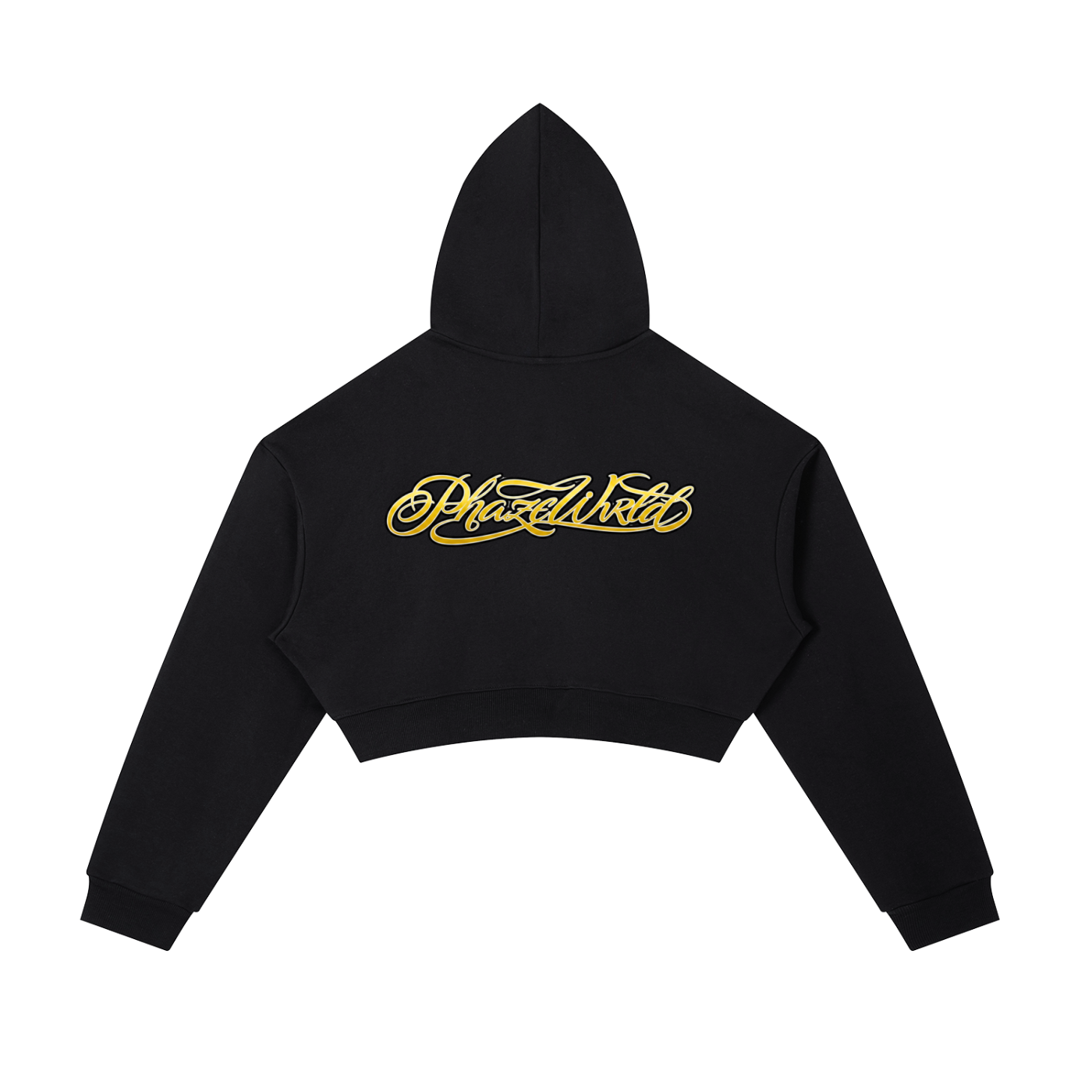Phaze Wrld Gold Script Zip Hoodie - Black
