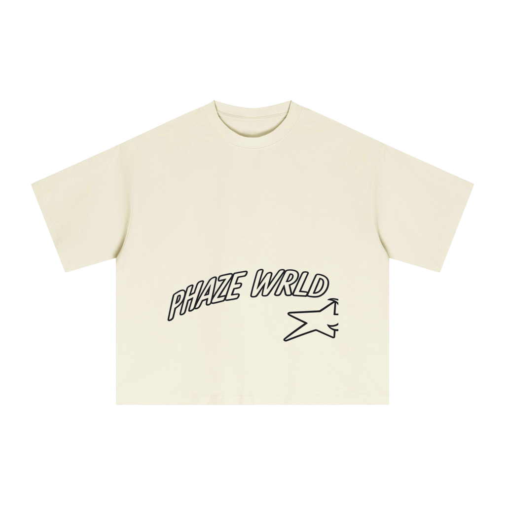 Phaze Wrld Shooting Star Boxy Tee – Cream