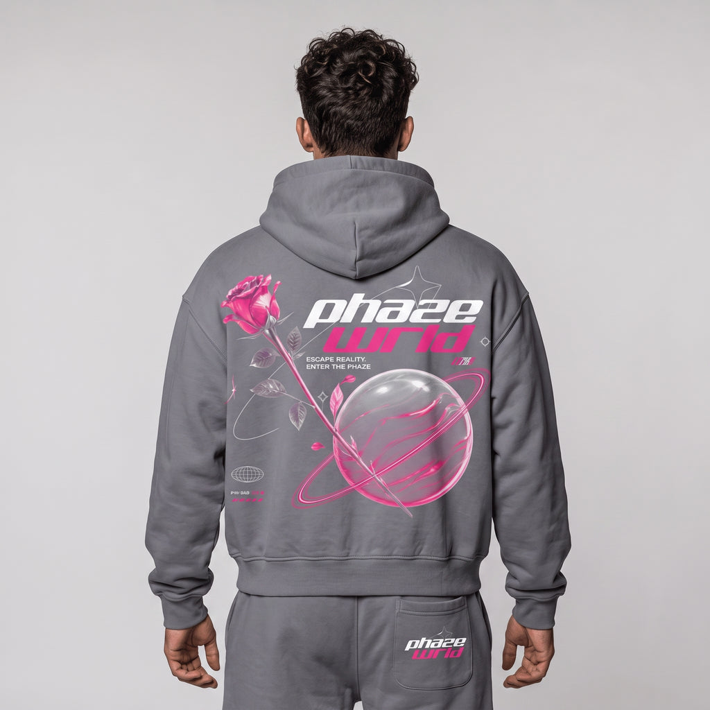 Escape Reality Rose Planet Boxy Graphic Hoodie