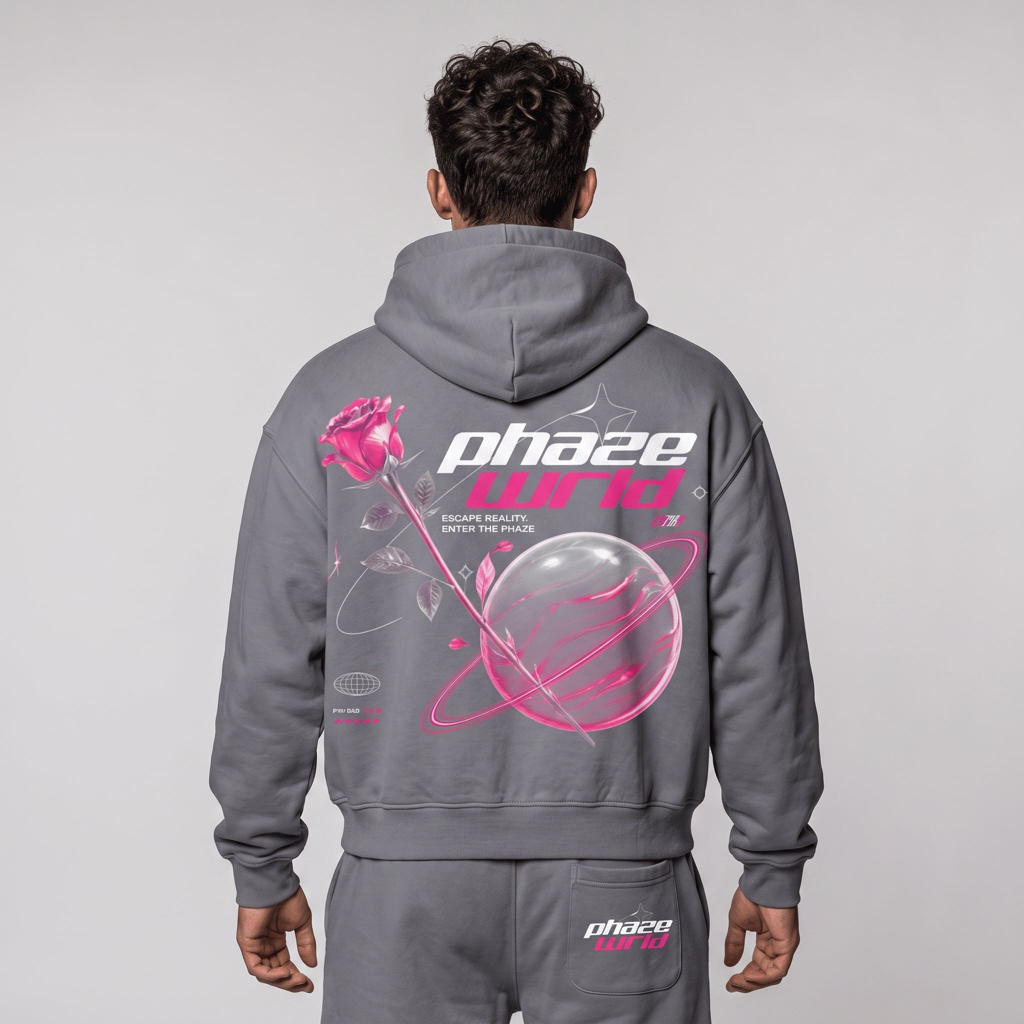 Escape Reality Rose Planet Boxy Graphic Hoodie