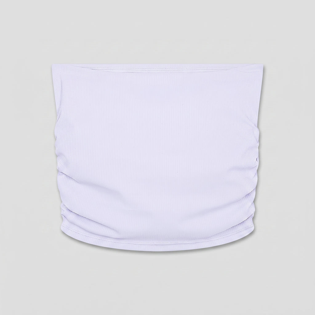 Phaze Wrld Snake Print Ruched Tube Top — White