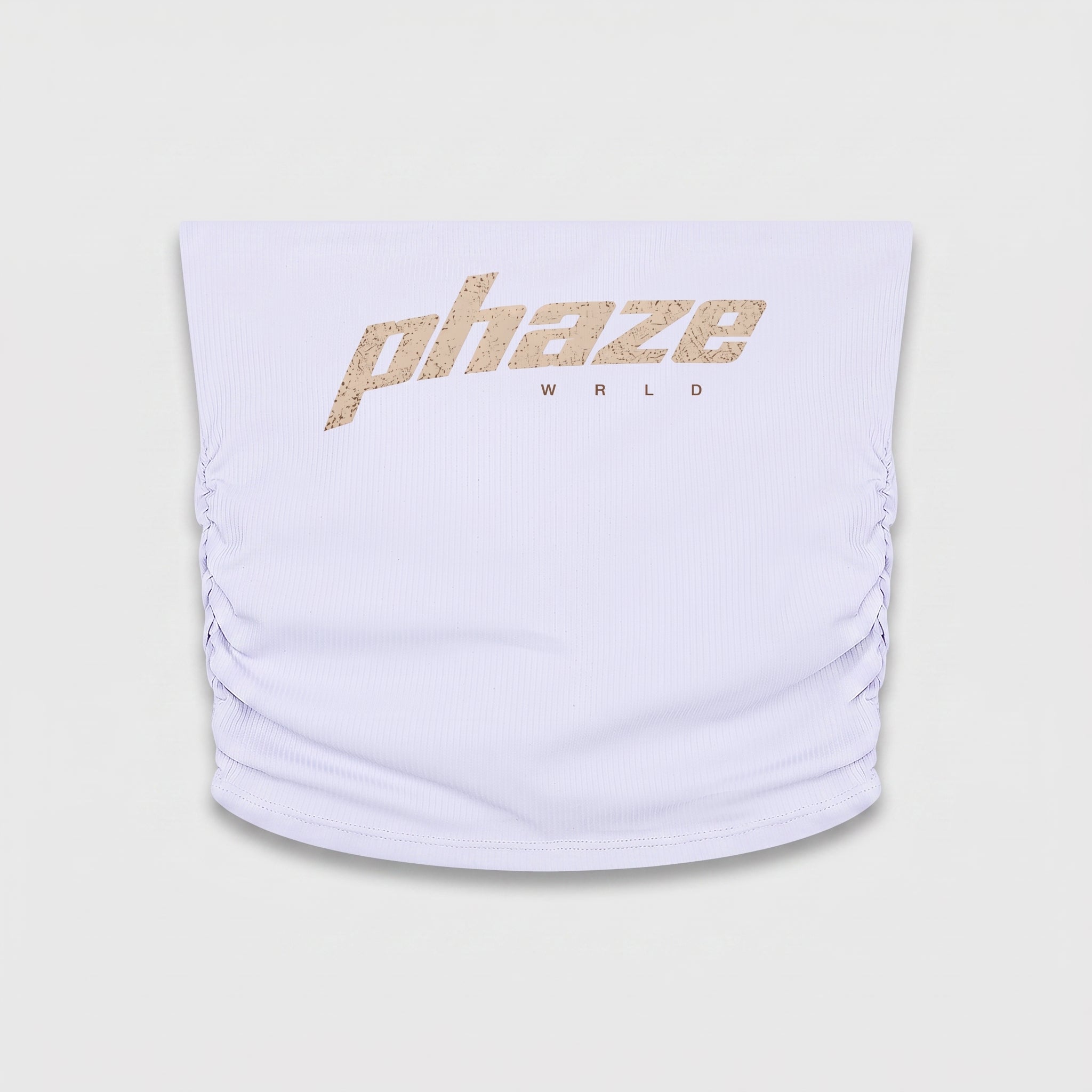 Phaze Wrld Snake Print Ruched Tube Top — White