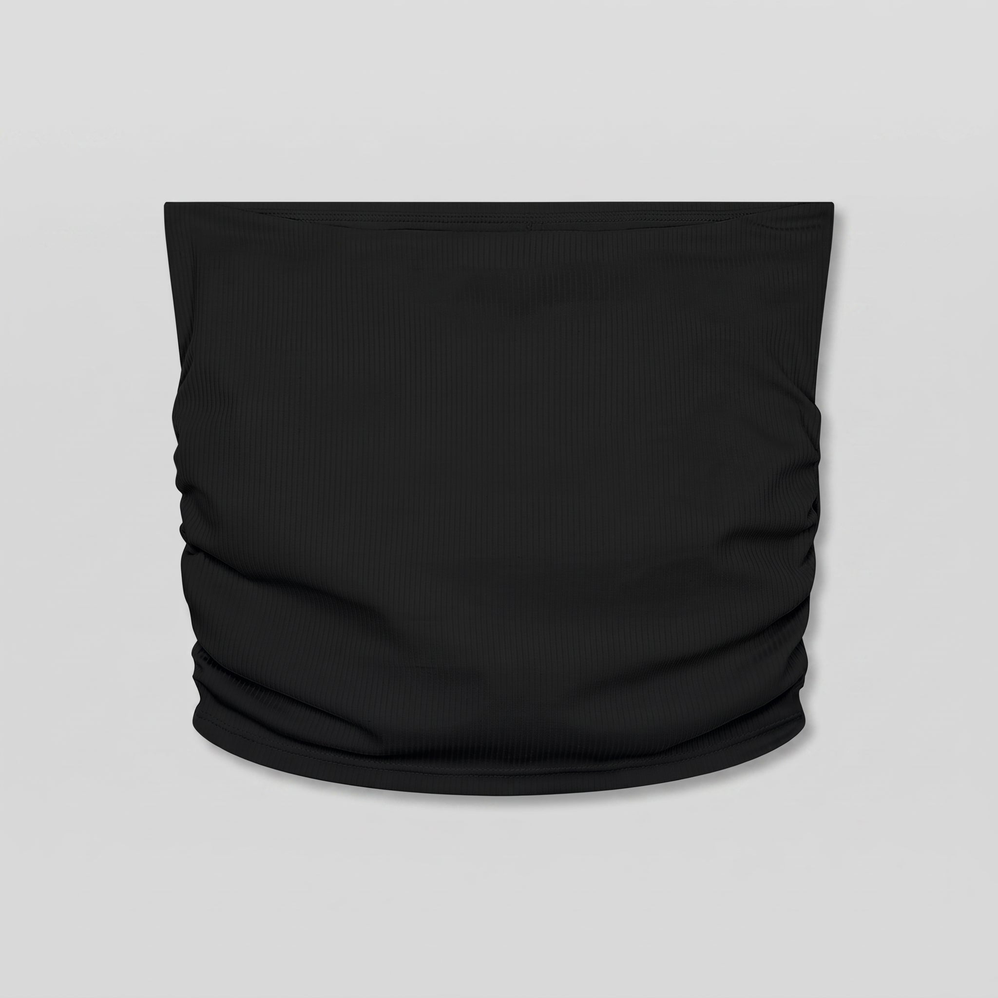 Phaze Wrld Snake Print Ruched Tube Top — Black