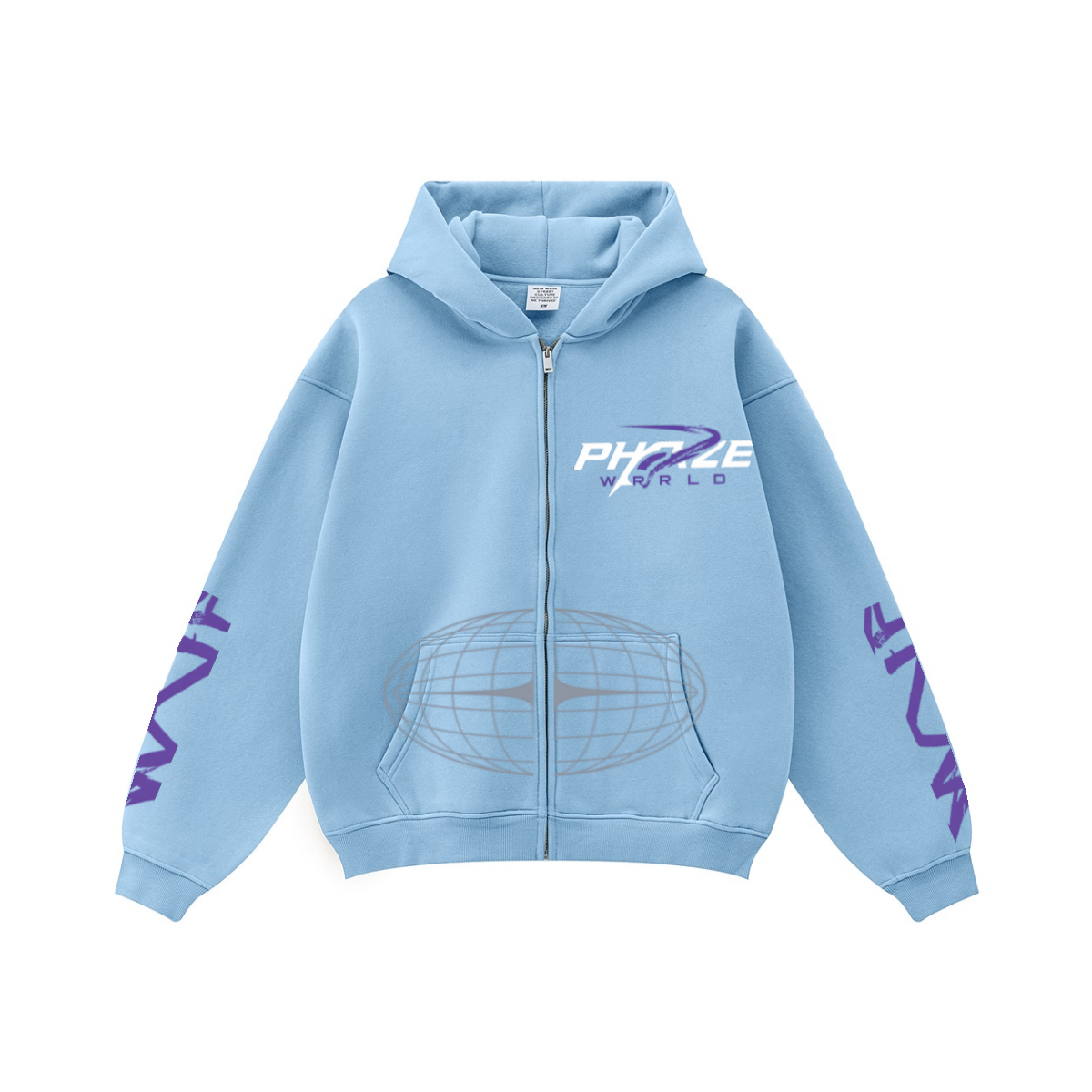 345GSM Unisex Fall&Winter Fleece-Lined Solid-Color Zip-Up Hoodie Royal Blue