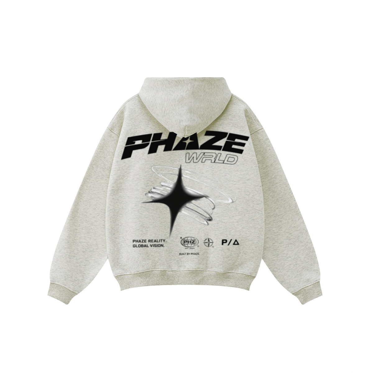 345GSM Unisex Fall&Winter Fleece-Lined Solid-Color Zip-Up Hoodie Oatmeal Heather