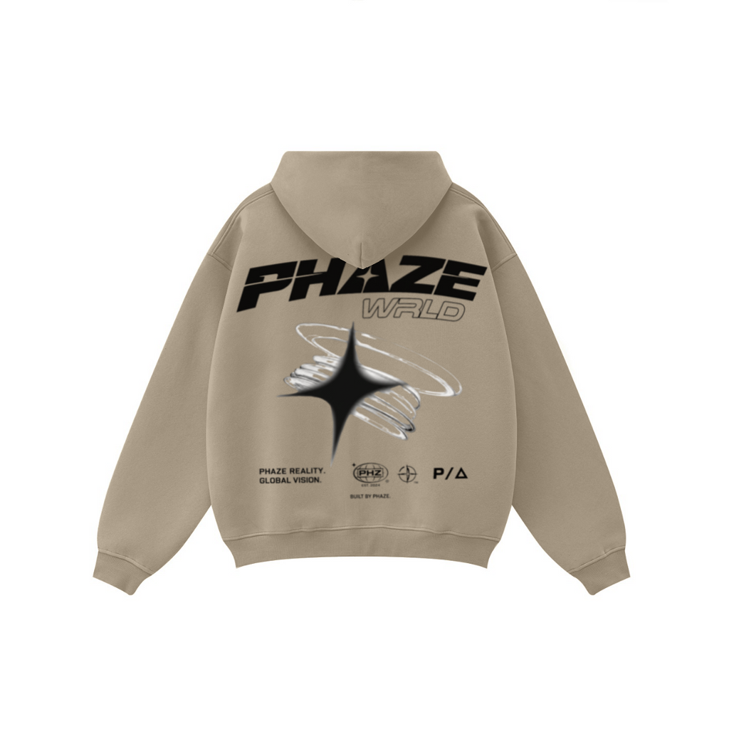 345GSM Unisex Fall&Winter Fleece-Lined Solid-Color Zip-Up Hoodie Sand Dune
