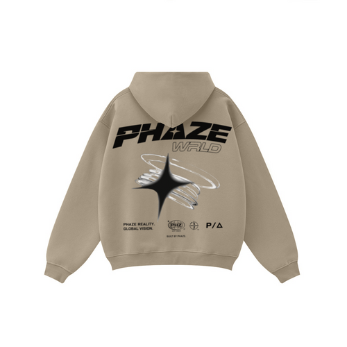 345GSM Unisex Fall&Winter Fleece-Lined Solid-Color Zip-Up Hoodie Sand Dune
