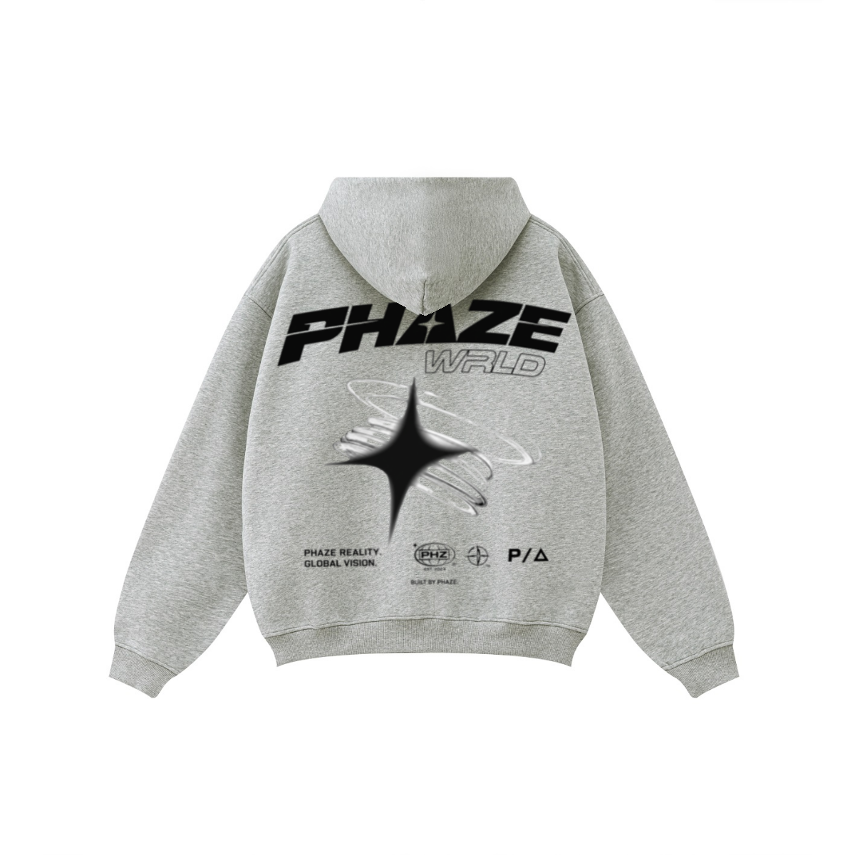 345GSM Unisex Fall&Winter Fleece-Lined Solid-Color Zip-Up Hoodie Ash Heather