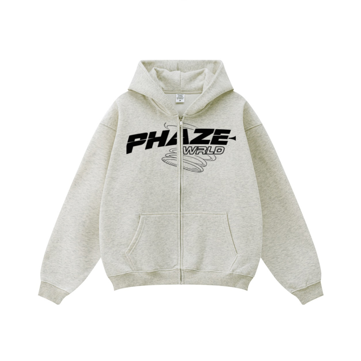345GSM Unisex Fall&Winter Fleece-Lined Solid-Color Zip-Up Hoodie Oatmeal Heather