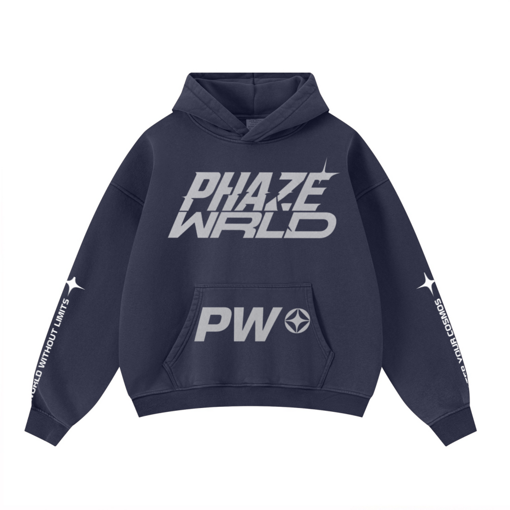 400GSM Unisex Washed Heavyweight Boxy-Fit Hoodie Vintage Royal Blue