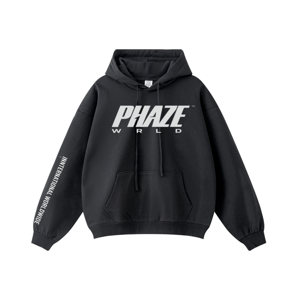 440GSM Unisex Clean-Finish Stitching Solid-Color Hoodie Black