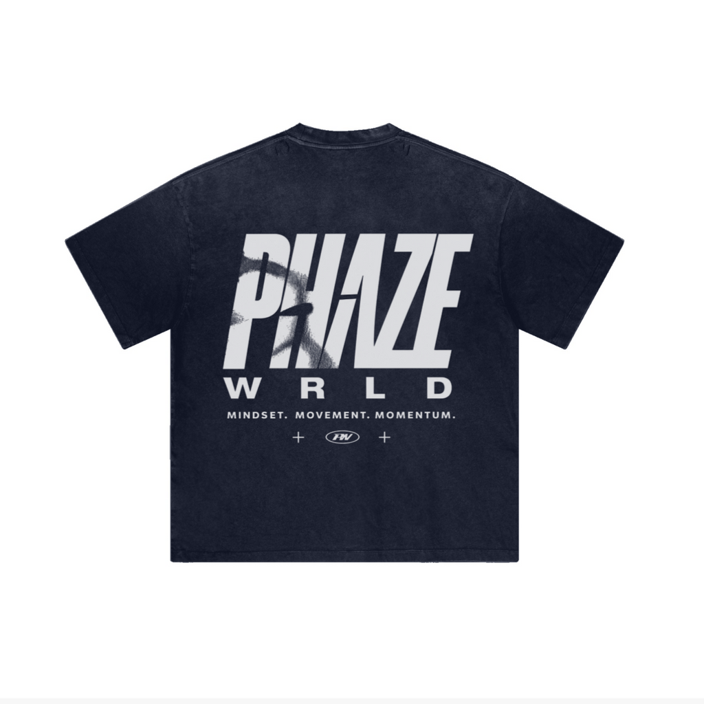 250GSM Men's Boxy Tie-Dyed T-Shirt Navy Blue