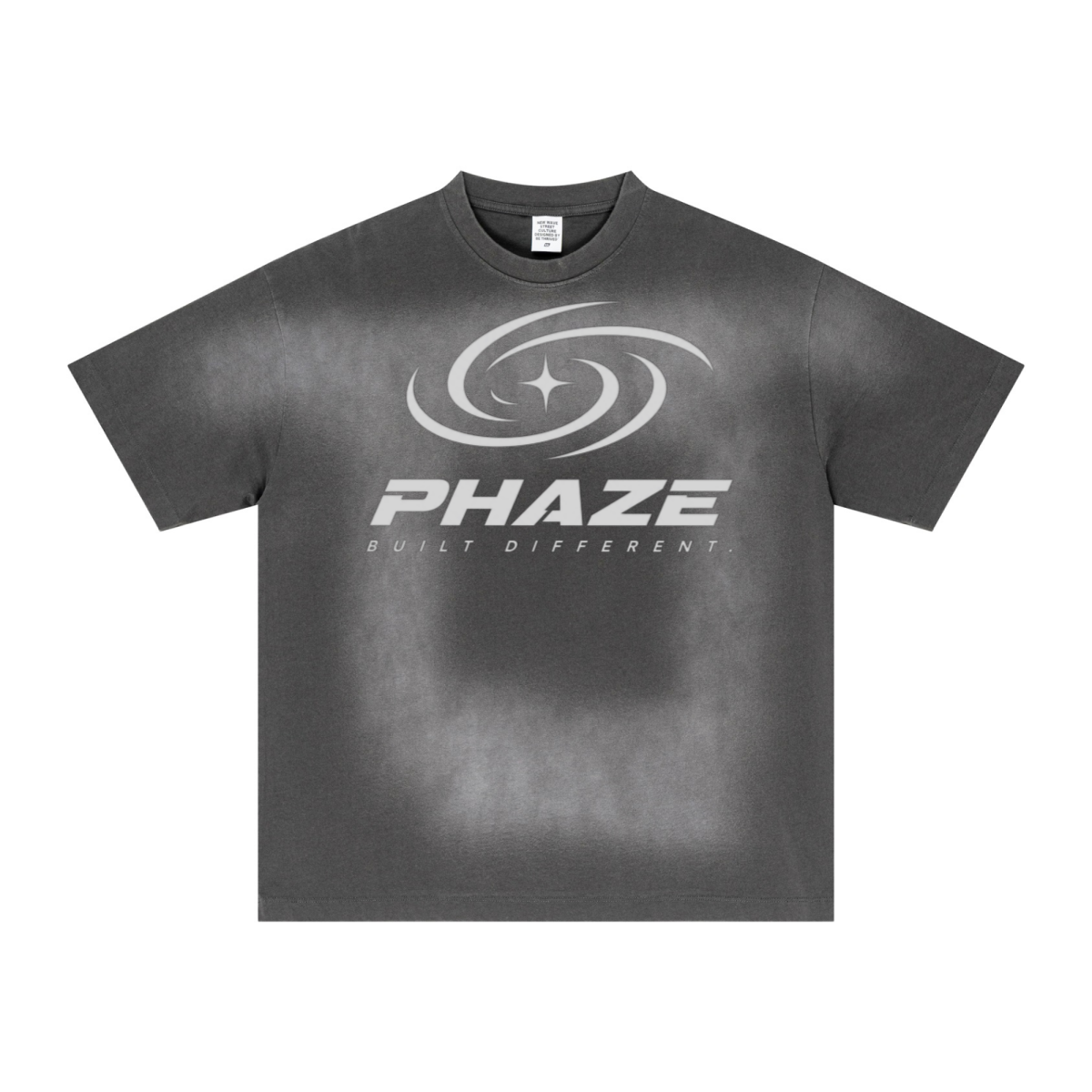 285GSM Unisex Monkey Wash PP-Sprayed  Plain Fabric T-shirt Vintage Dark Grey