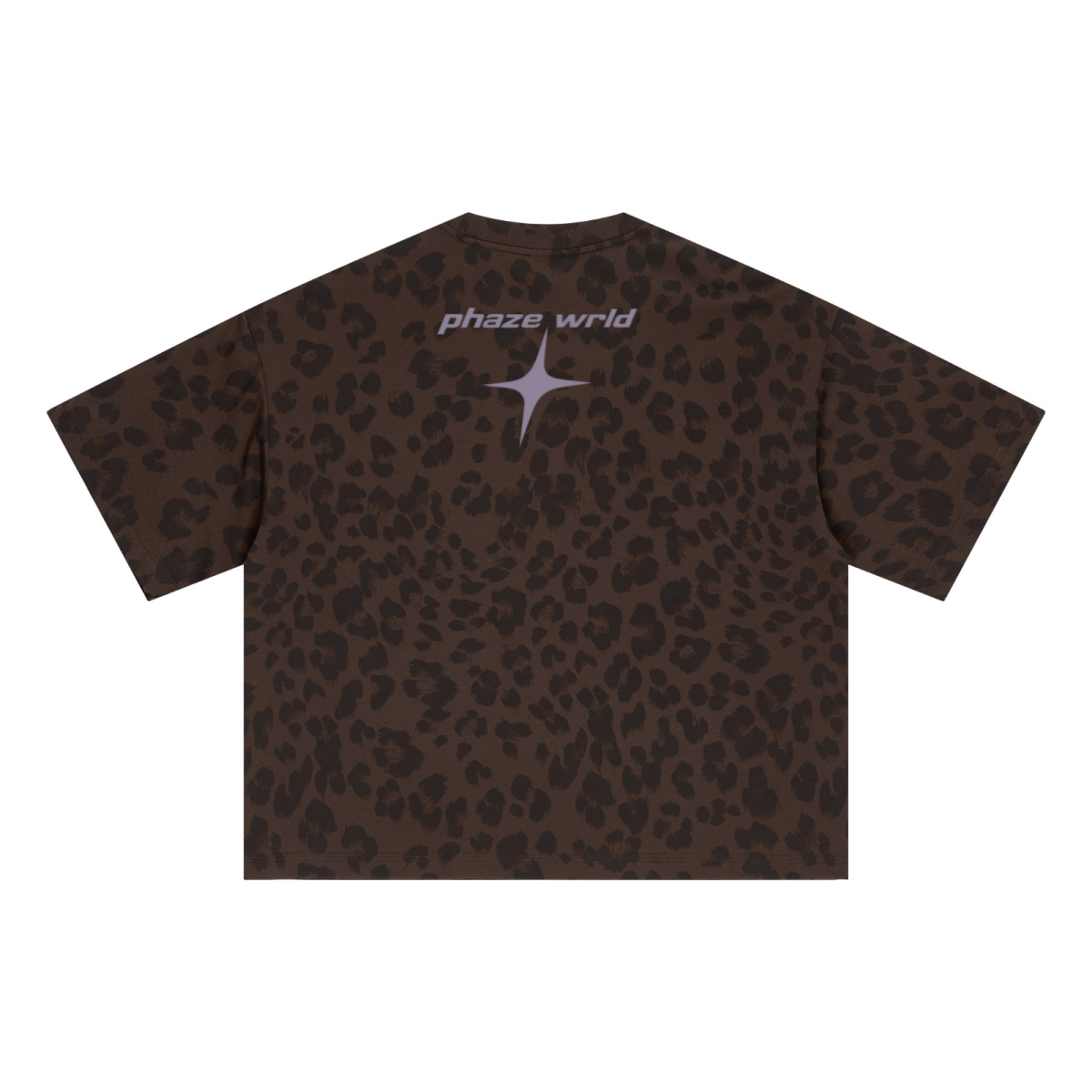 240GSM Unisex Boxy Leopard Print Heat-Transfer Loose T-shirt Coffee 