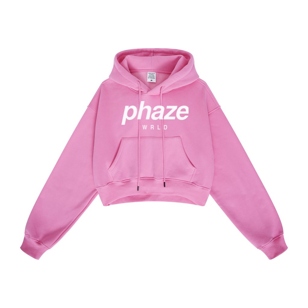 345GSM Women’s Heavyweight Cropped Fleece Hoodie Rose Pink