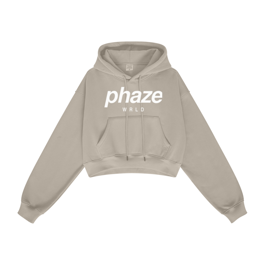 345GSM Women’s Heavyweight Cropped Fleece Hoodie Khaki
