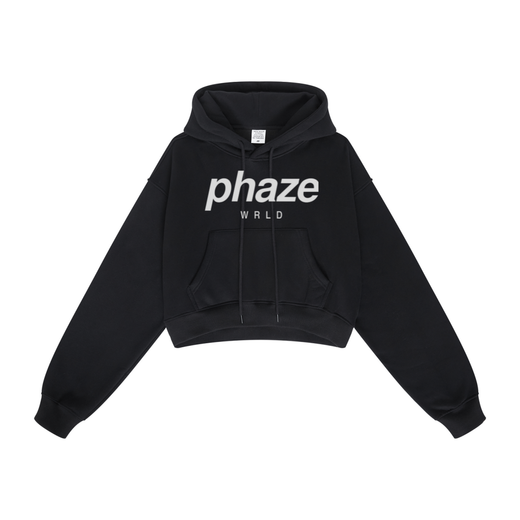 345GSM Women’s Heavyweight Cropped Fleece Hoodie Black