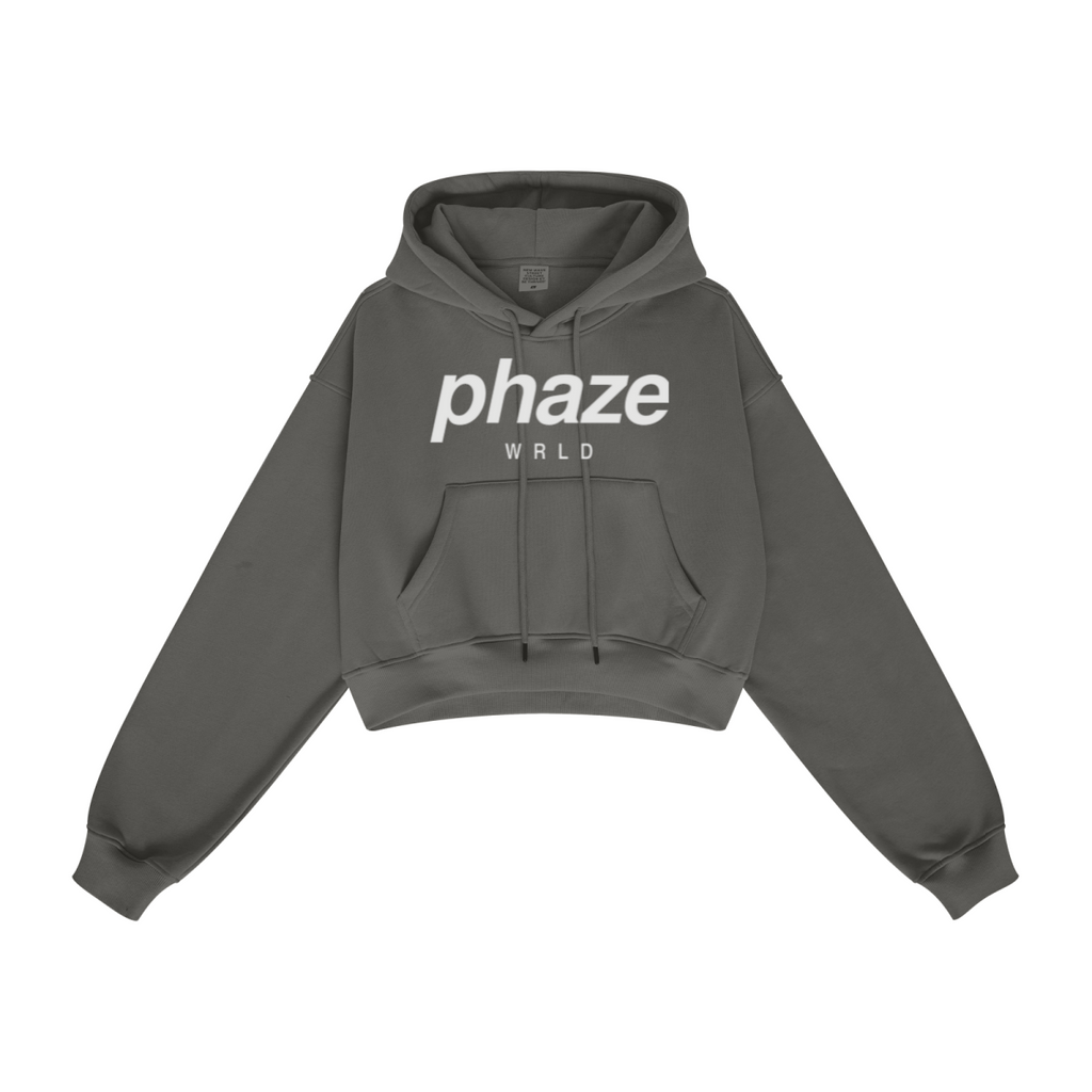 345GSM Women’s Heavyweight Cropped Fleece Hoodie Taupe