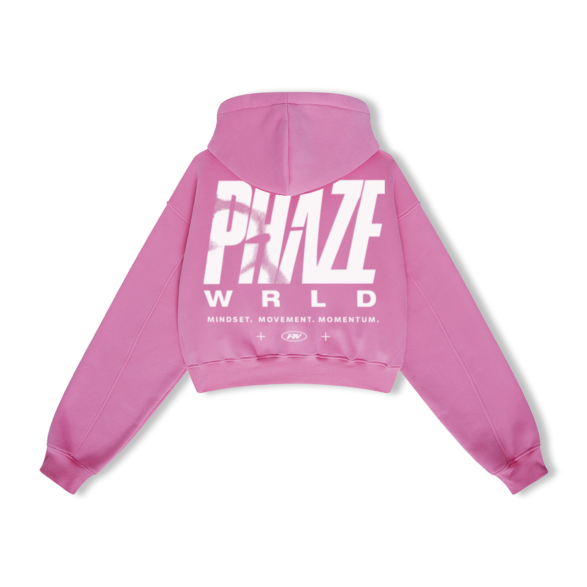 345GSM Women’s Heavyweight Cropped Fleece Hoodie Rose Pink