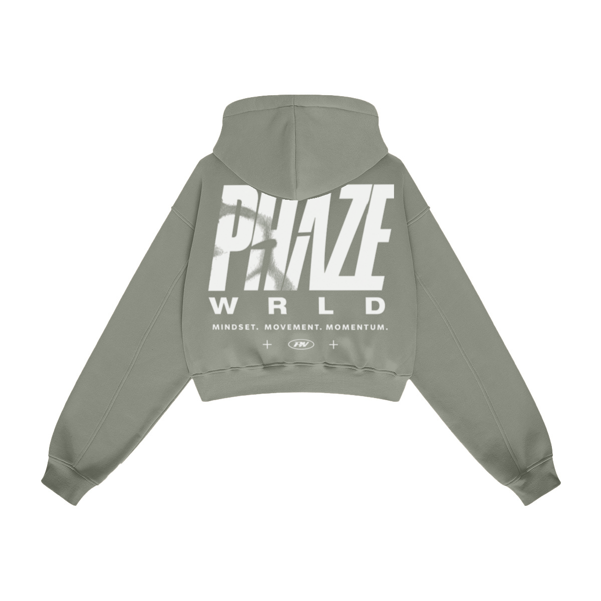345GSM Women’s Heavyweight Cropped Fleece Hoodie Gray Green