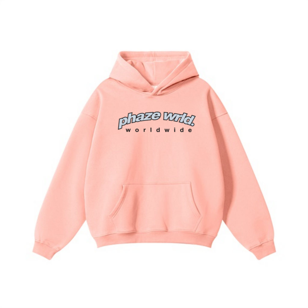 345GSM Women's Heavyweight Solid-Color Hoodie Pink