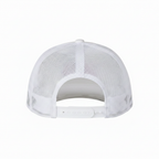 Back view of the Multicam Alpine trucker cap highlighting the white mesh paneling and adjustable plastic snapback closure.