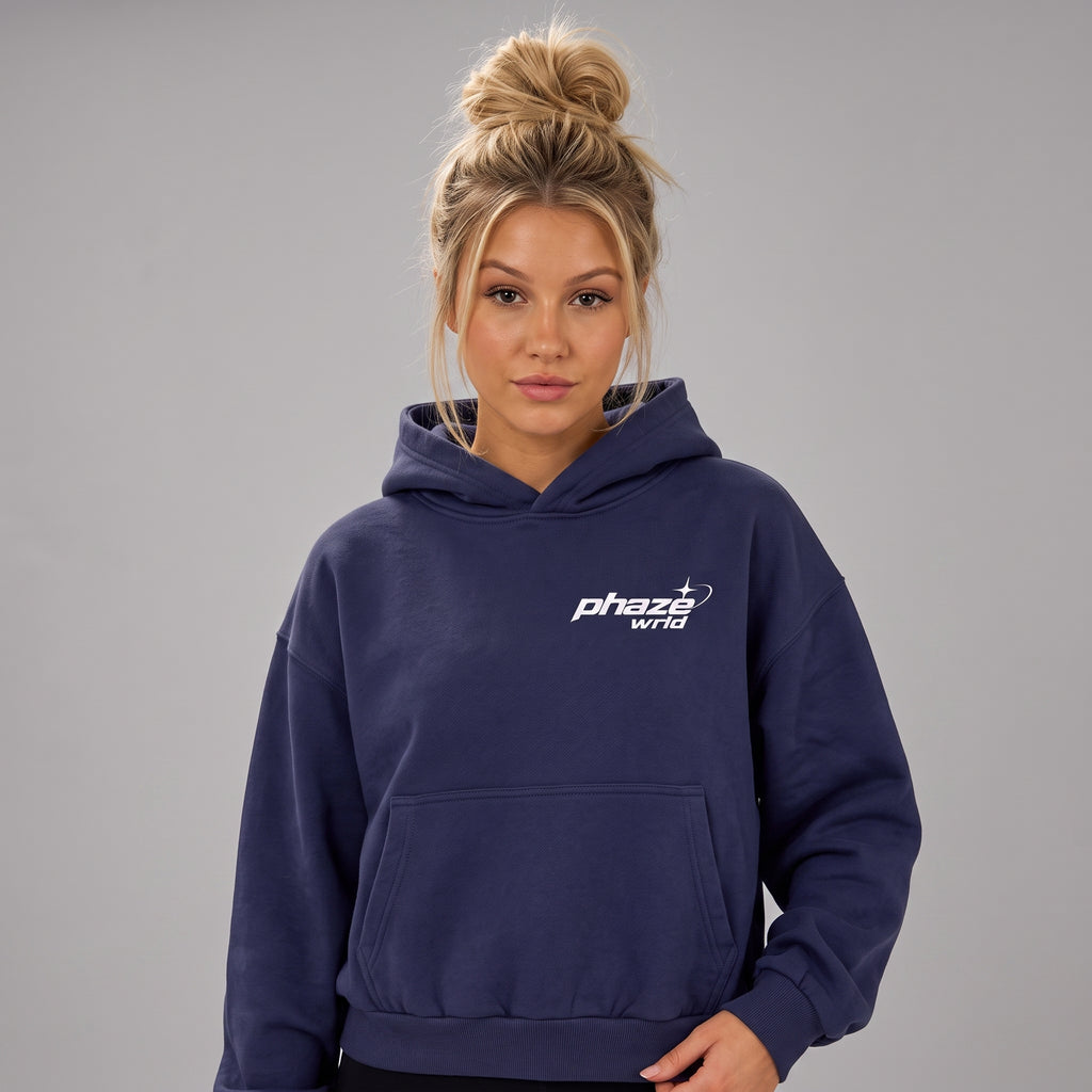Blue Frequency Cosmic Diamond Boxy Graphic Hoodie
