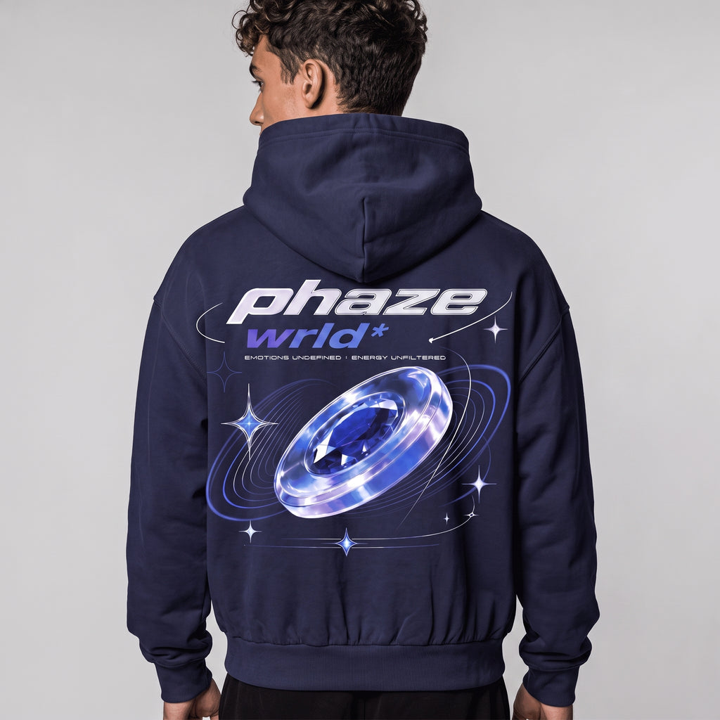Blue Frequency Cosmic Diamond Boxy Graphic Hoodie
