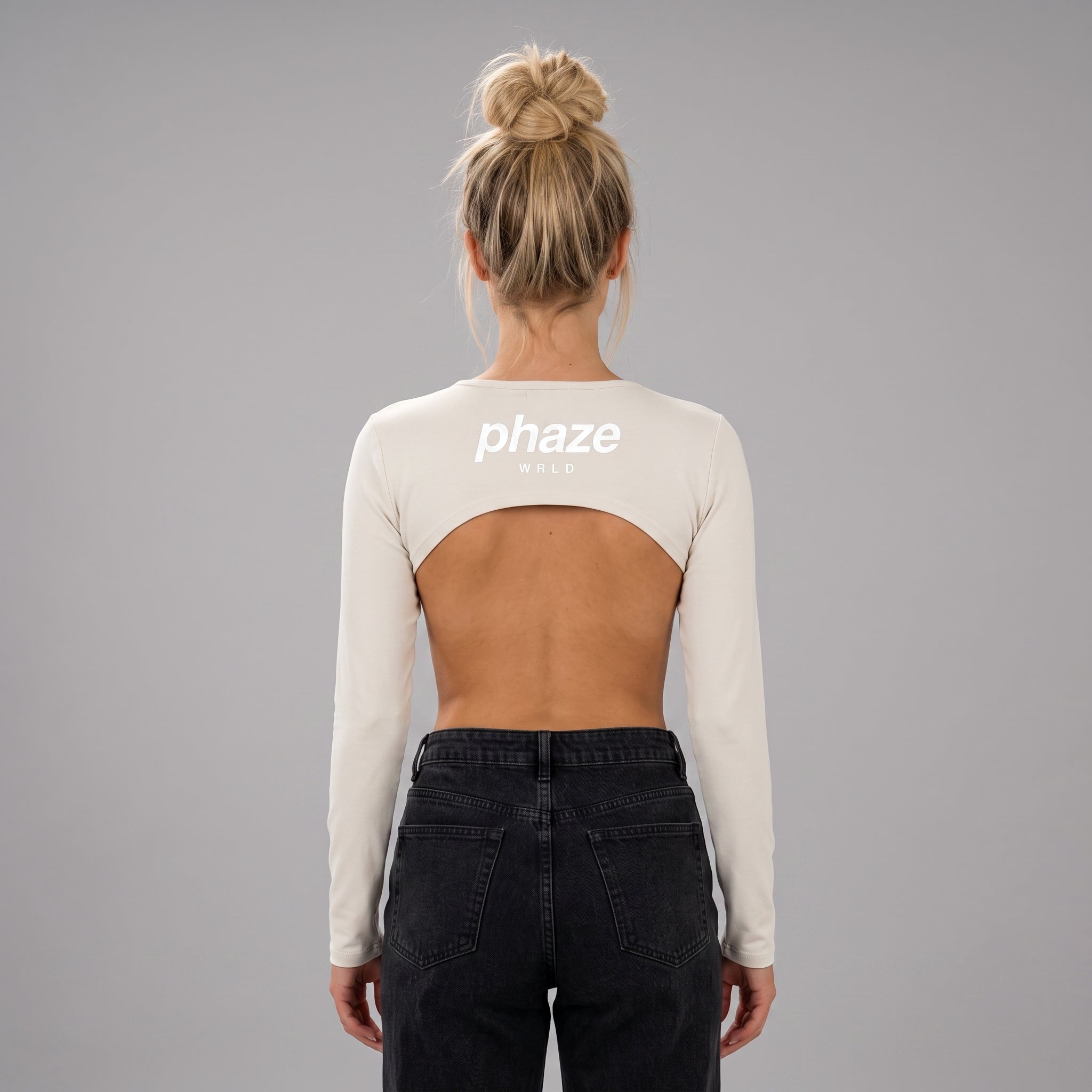 Phaze Wrld Shrug Overlay Long Sleeve — Beige