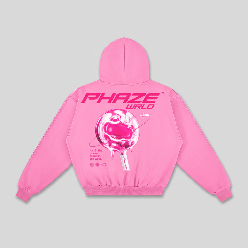 Lost In The Phaze Pink Boxy Graphic Hoodie