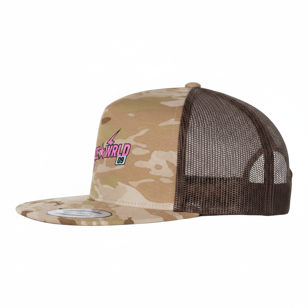 PHAZE WRLD Desert Camo Trucker Hat - Side View