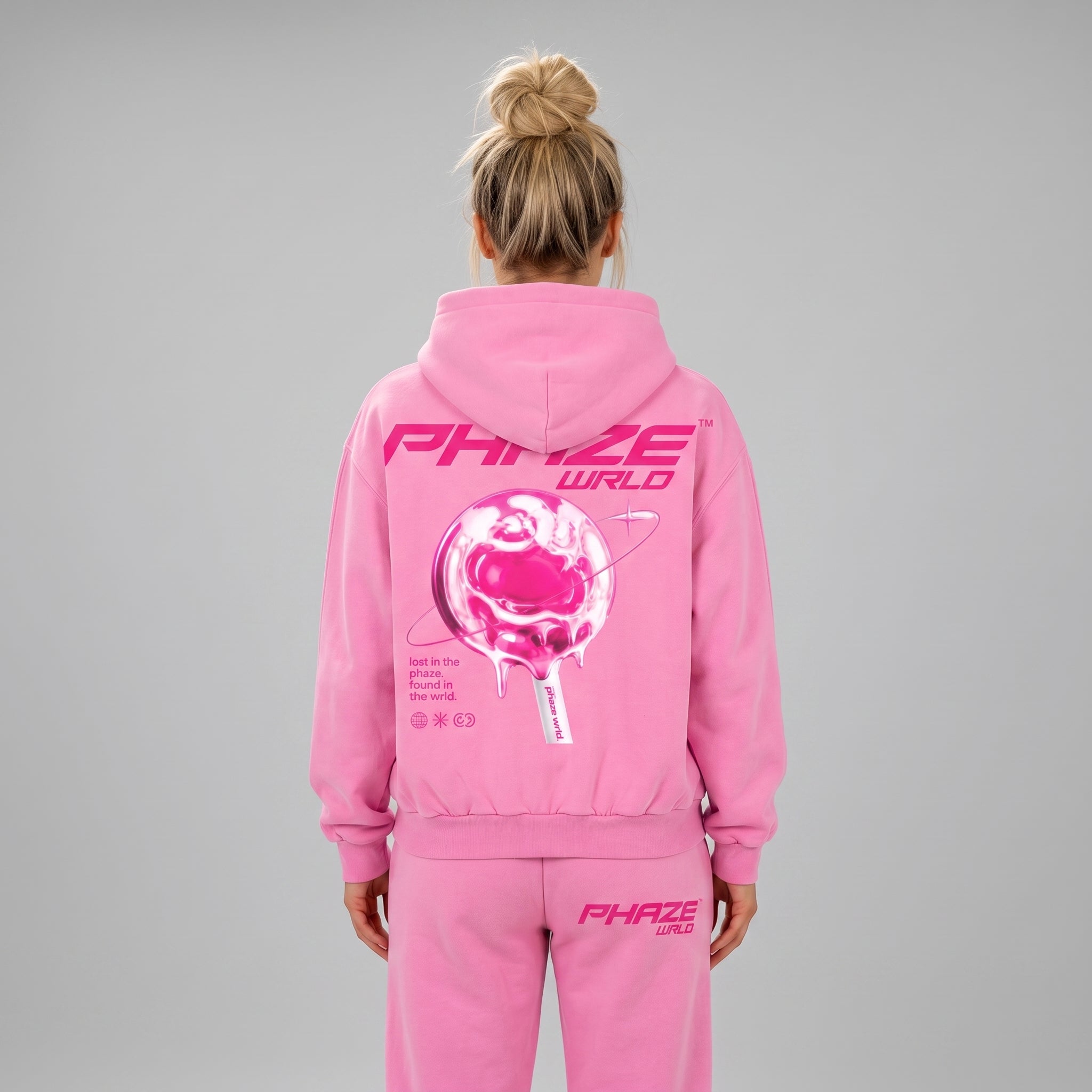 Lost In The Phaze Pink Boxy Graphic Hoodie