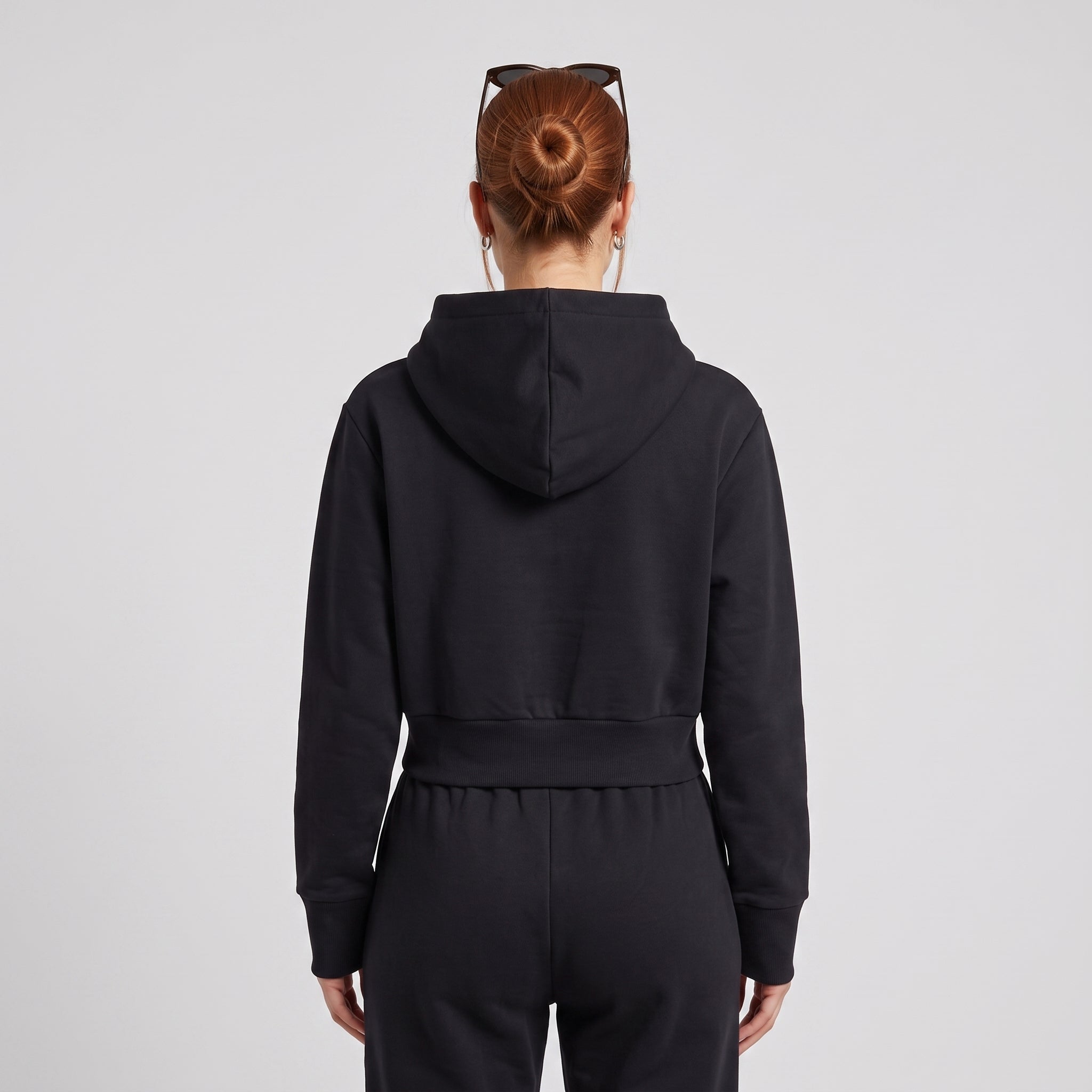 Phaze Wrld™ Slim Crop Zip Hoodie — Black
