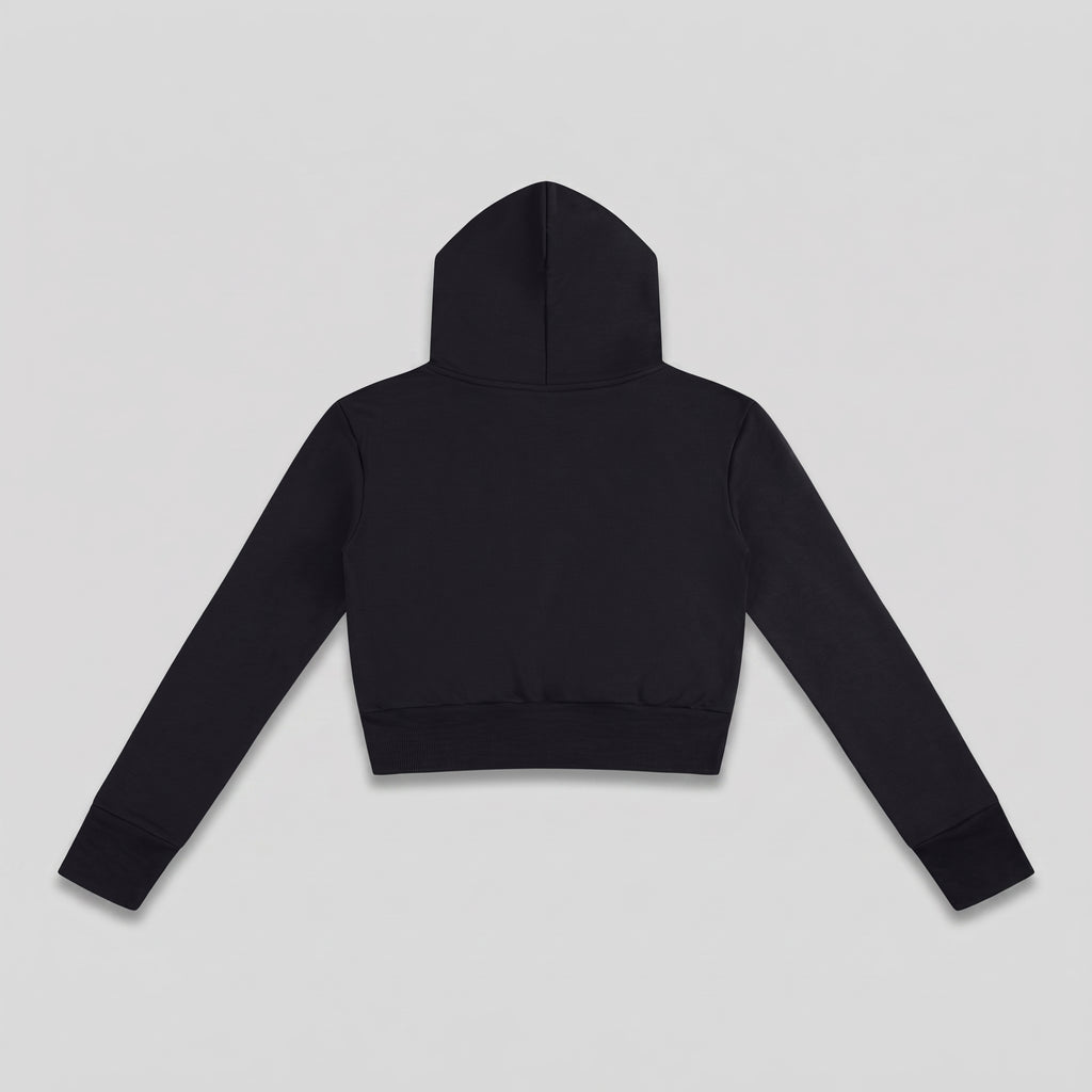 Phaze Wrld™ Slim Crop Zip Hoodie — Black